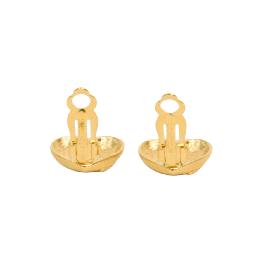 GIVENCHY Rhinestone Heart Earrings