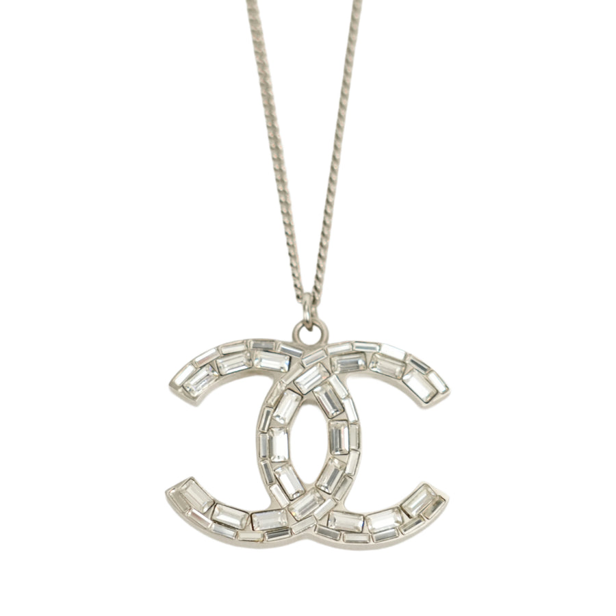 CHANEL Coco Mark Square Rhinestone Reversible Necklace