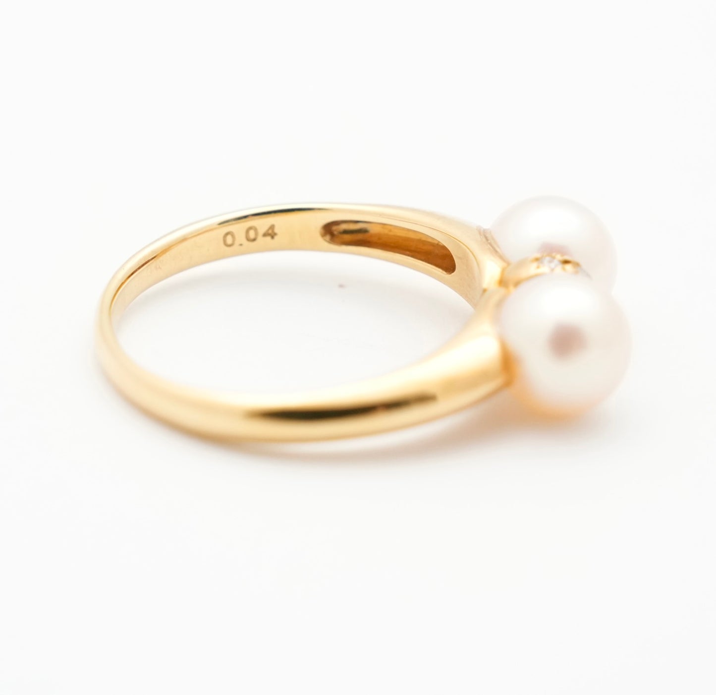 TASAKI K18 Pearl 7.00mm (Side Stones: Diamond 0.04) 4.6g Ring