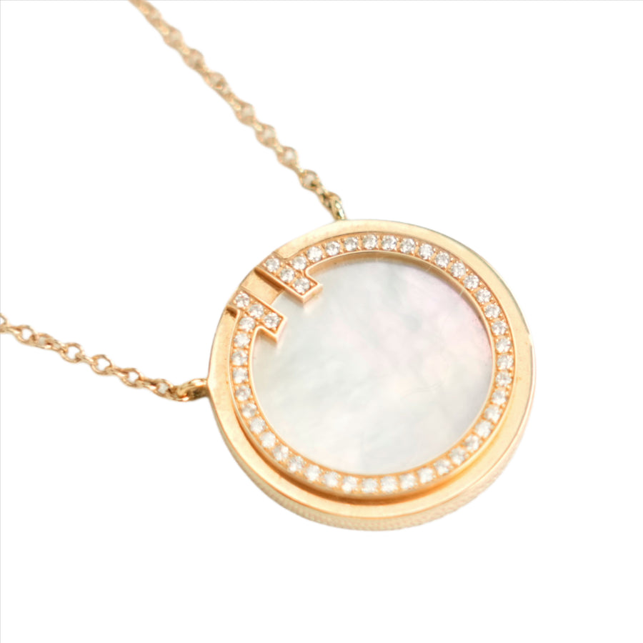TIFFANY & CO. AU750 T Two Circle Diamond Necklace