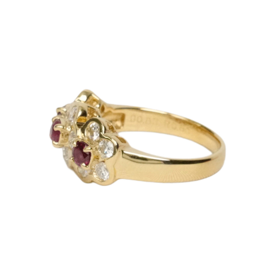 K18 Natural Ruby 0.60ct Diamond 0.83ct Ring