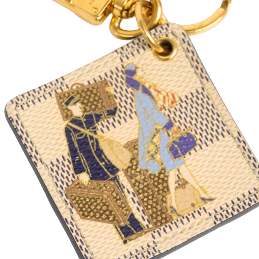 LOUIS VUITTON Damier Azur Porte-Clés Illustre Groom Key Holder M66943