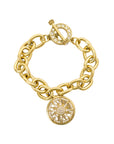 Vintage-Style Sun Motif Rhinestone Bracelet(Gold-Plated Brass)