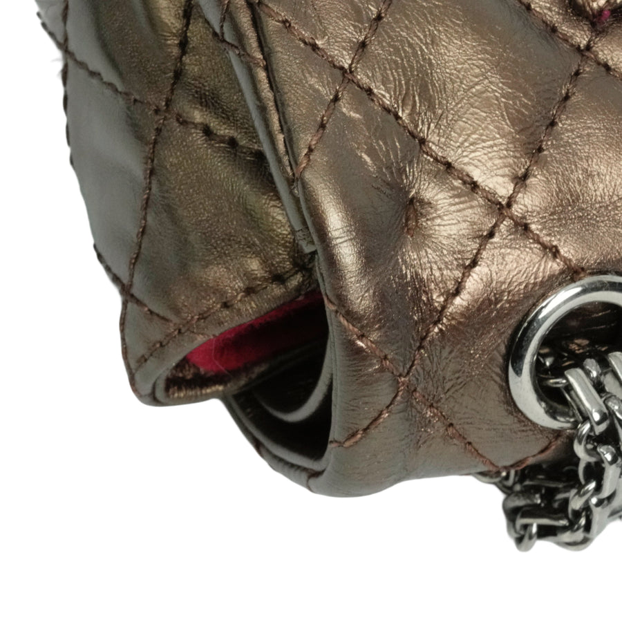 CHANEL 2008-2009 2.55 Matelassé Chain Double Flap Shoulder Bag with Pouch