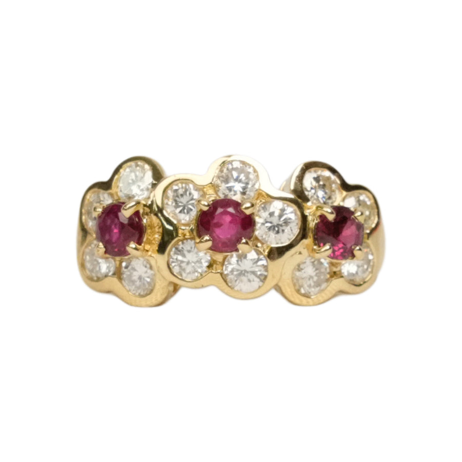 K18 Natural Ruby 0.60ct Diamond 0.83ct Ring
