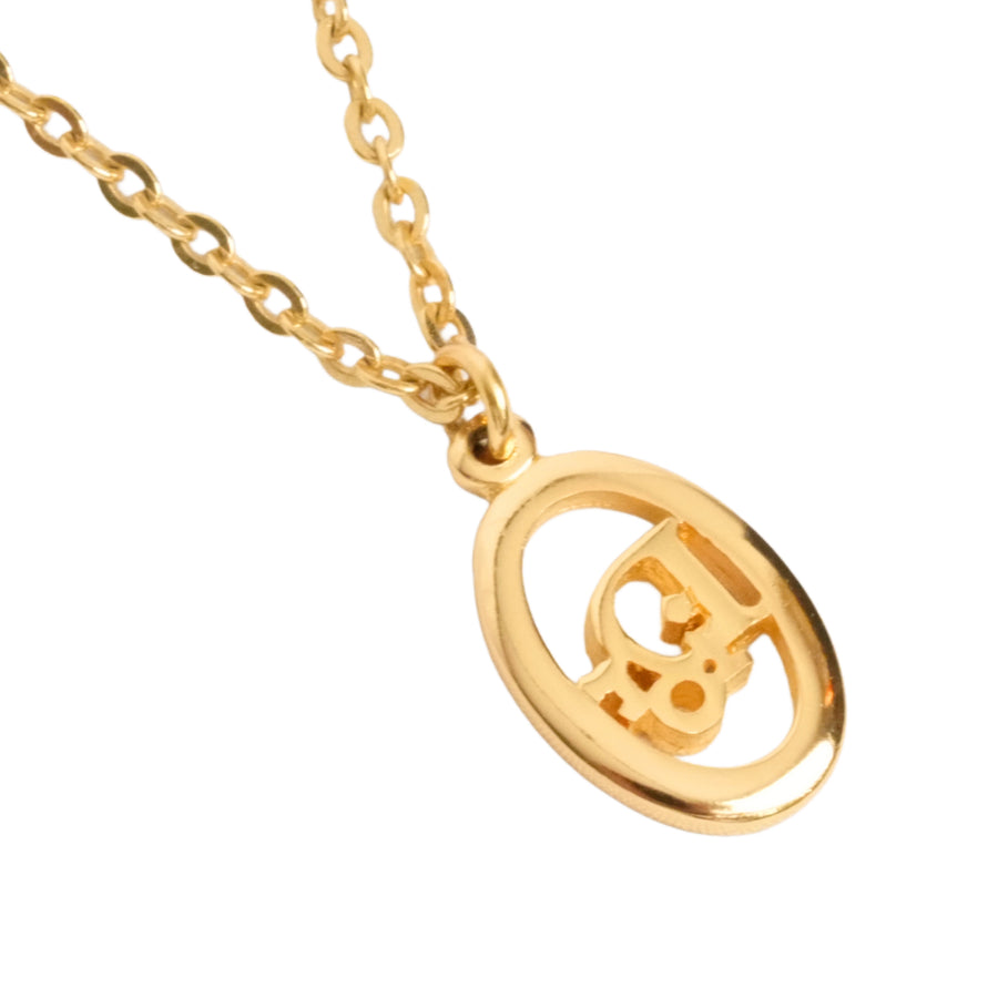 CHRISTIAN DIOR Logo Oval Necklace