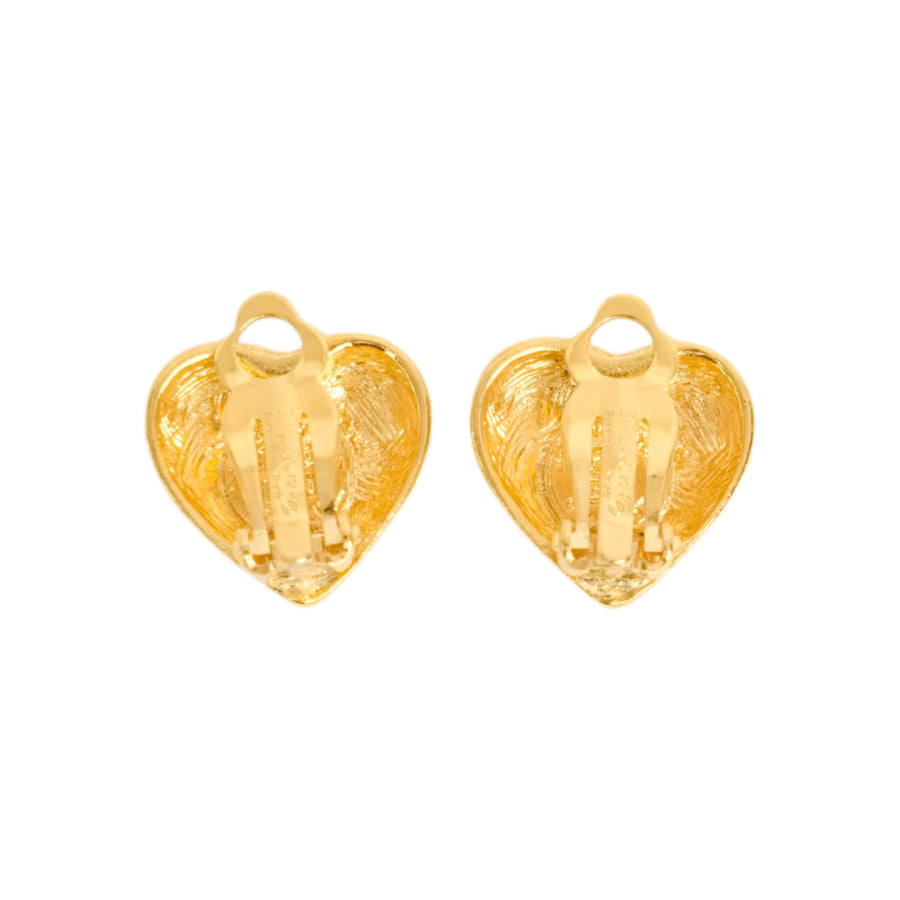 GIVENCHY Rhinestone Heart Earrings