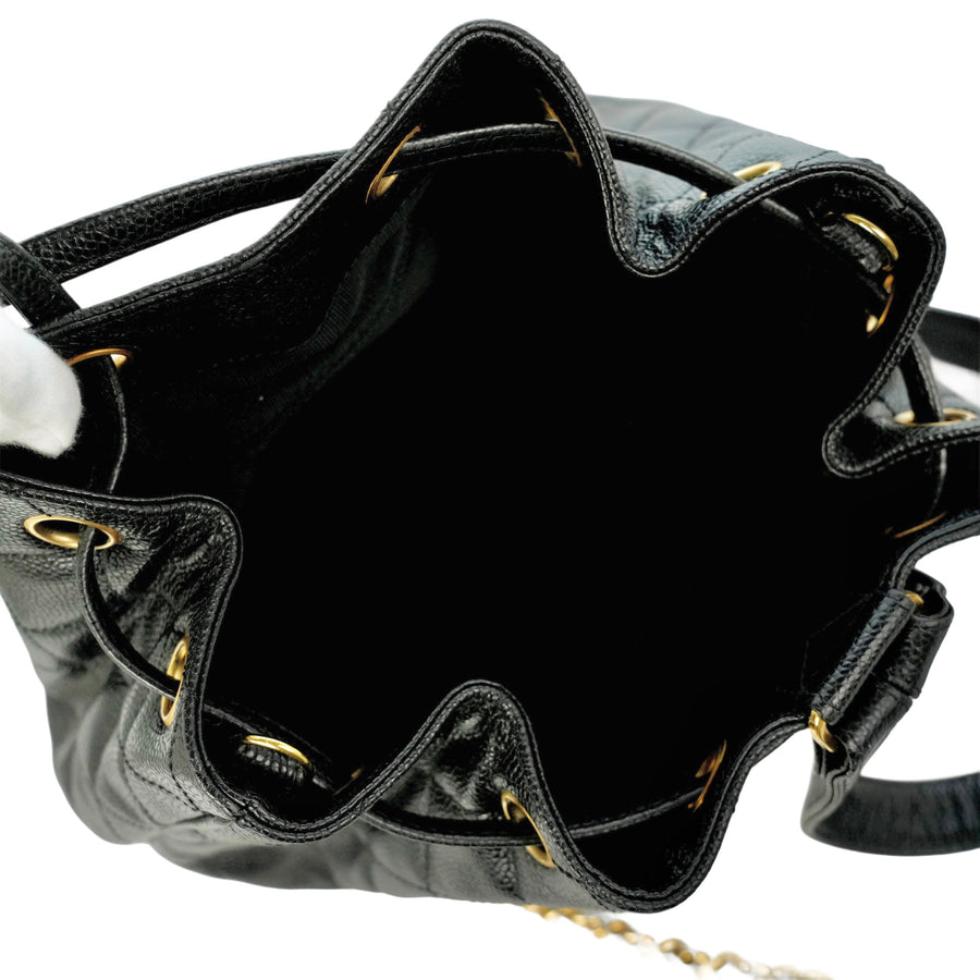 CHANEL 1994–1996 Drawstring Style Caviar Leather Backpack / Handbag