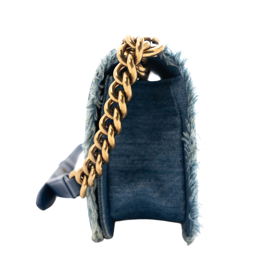 CHANEL Coco Mark Patchwork Denim Shoulder Bag