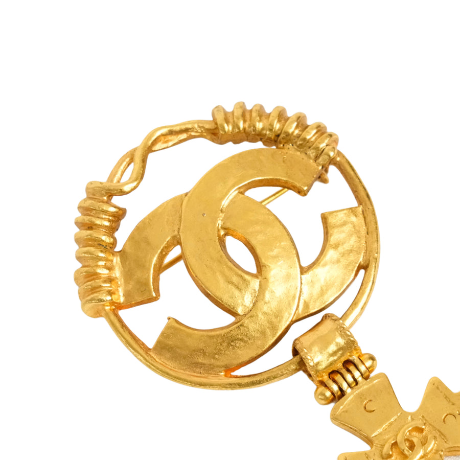 CHANEL Coco Mark Cross Motif Brooch