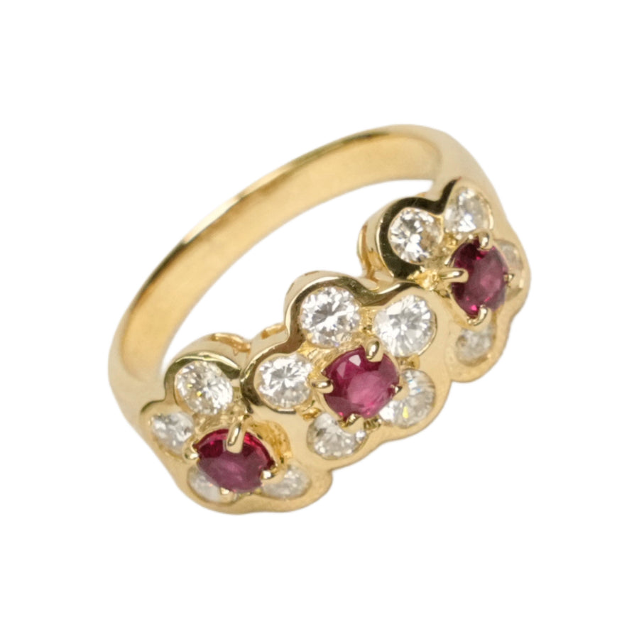 K18 Natural Ruby 0.60ct Diamond 0.83ct Ring