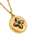 Vintage-Style Round Flower Motif Rhinestone Necklace