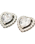 Vintage-Style Heart Rhinestone Earrings(Rhodium-Plated Brass)