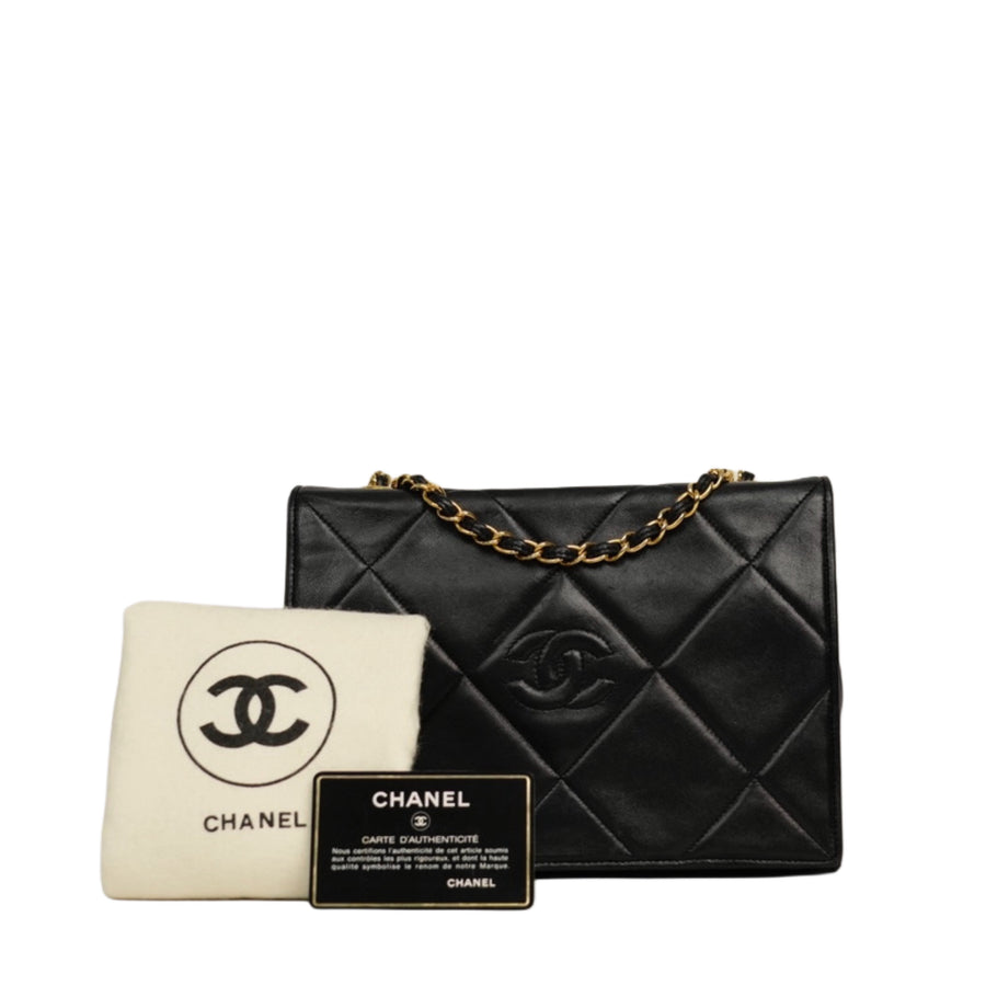 CHANEL 1986-1988Matelasse Chain Coco Mark Lambskin Shoulder Bag