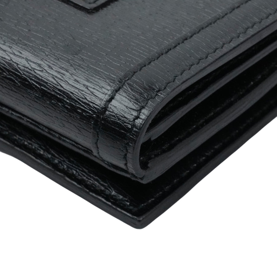 GUCCI Leather Logo W-Hook Compact Wallet
