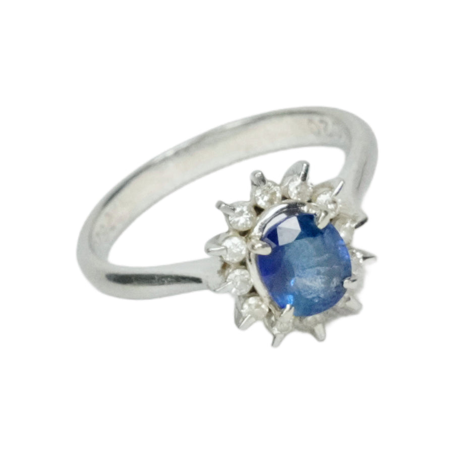 PT900 Sapphire 0.93ct Diamond 0.20ct Ring