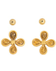 Vintage-Style Flower Rhinestone Earrings(Gold-Plated Brass)