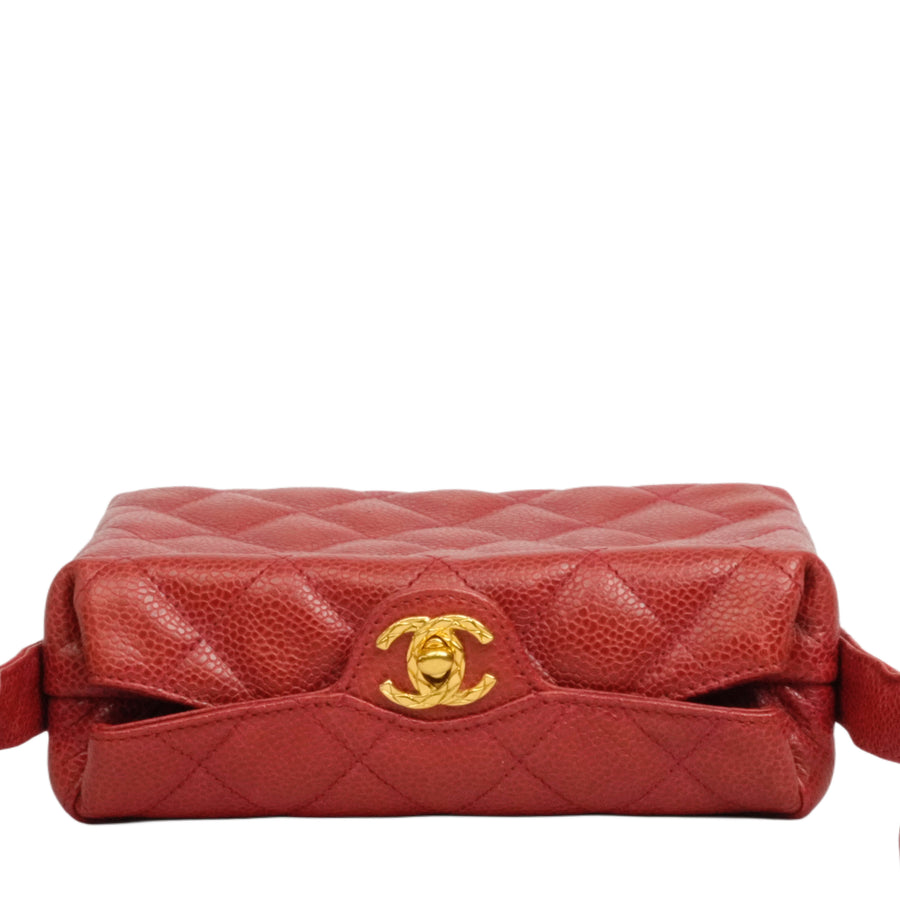 CHANEL 1991–1994 Matelassé Coco Mark Caviar Skin Shoulder Bag