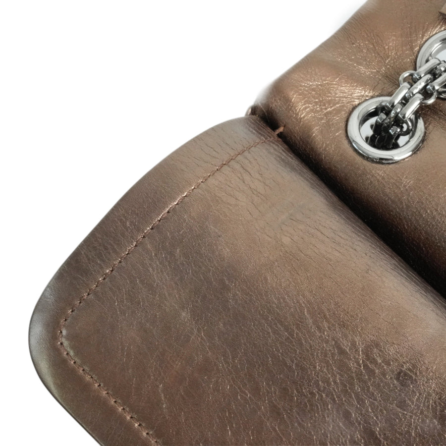 CHANEL 2008-2009 2.55 Matelassé Chain Double Flap Shoulder Bag with Pouch