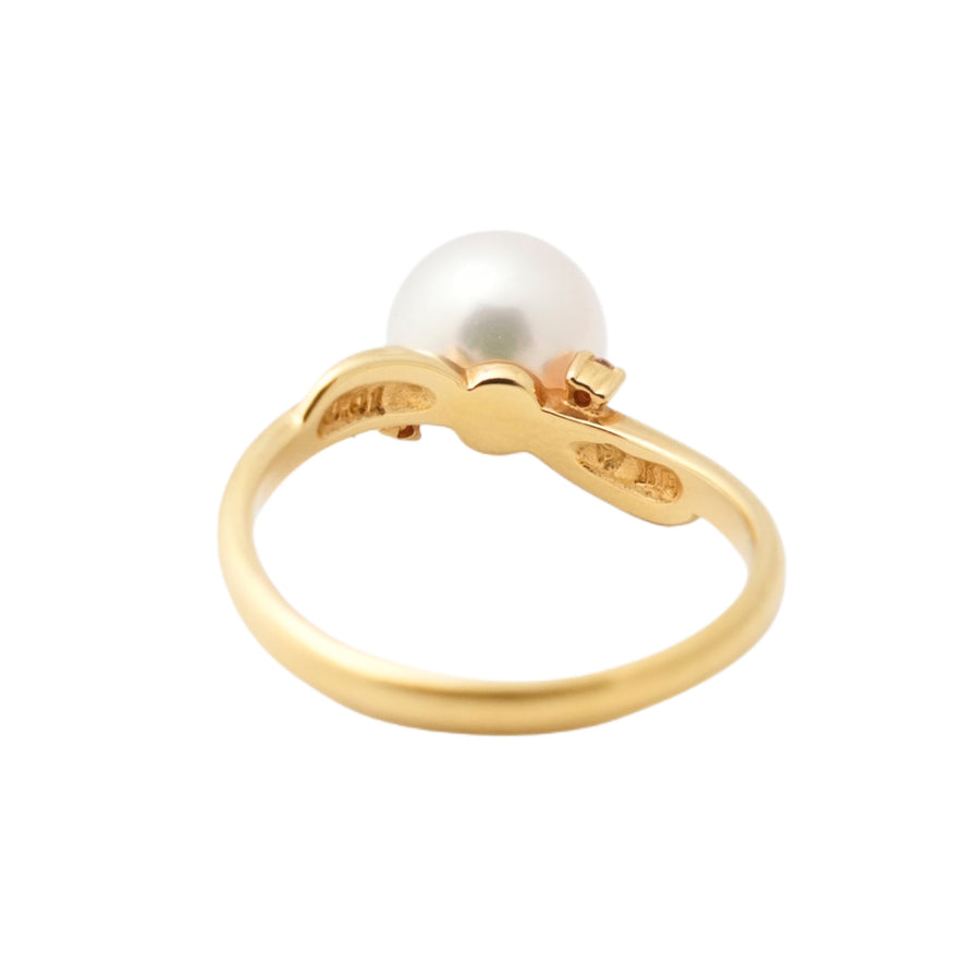 TASAKI K18 Pearl 7.70mm (Side Stones: Diamond 0.01) 2.8g  Ring