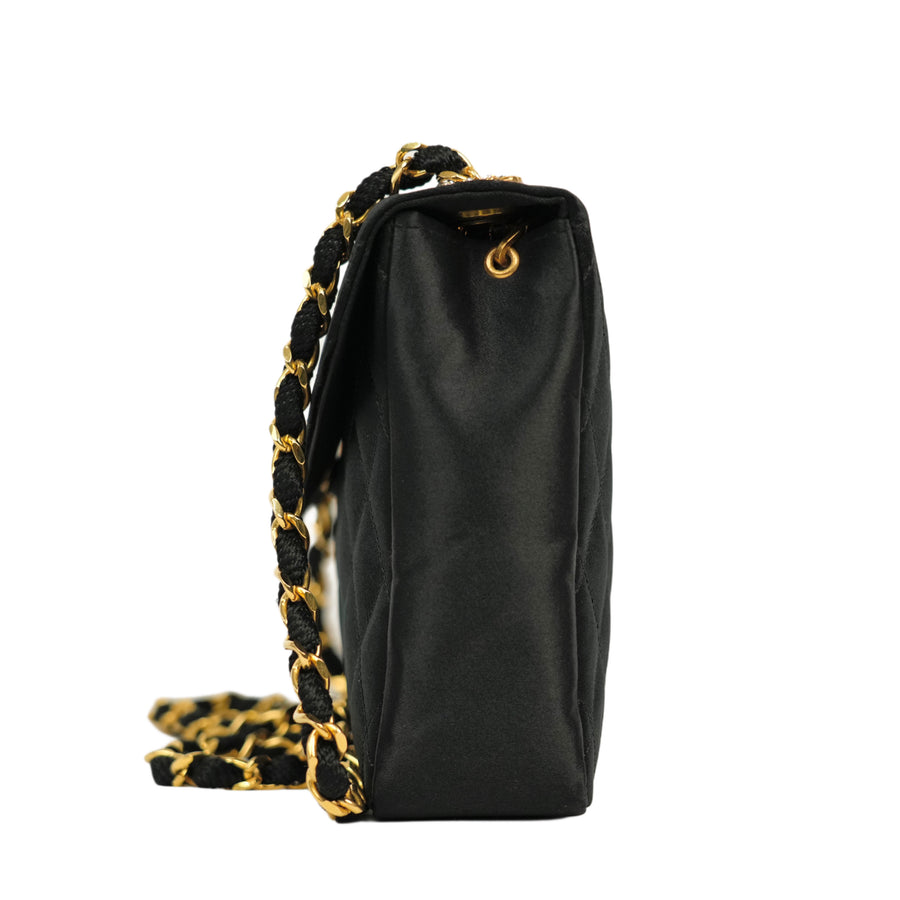 CHANEL 1986–1988 Matelassé Rhinestone Coco Mark Chain Shoulder Bag