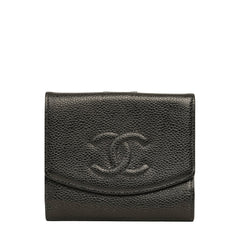 CHANEL 2000-2002 Coco Mark Caviar Skin Bi-Fold Wallet
