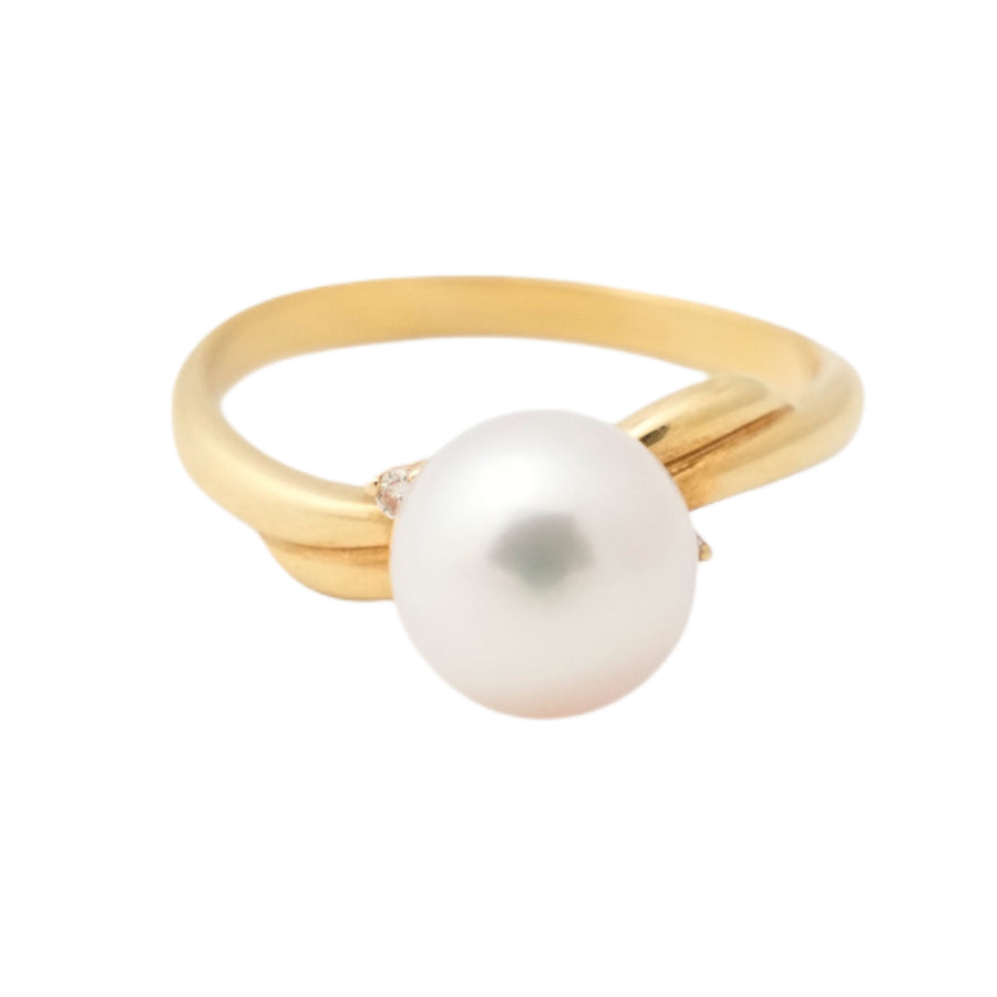TASAKI K18 Pearl 7.70mm (Side Stones: Diamond 0.01) 2.8g  Ring