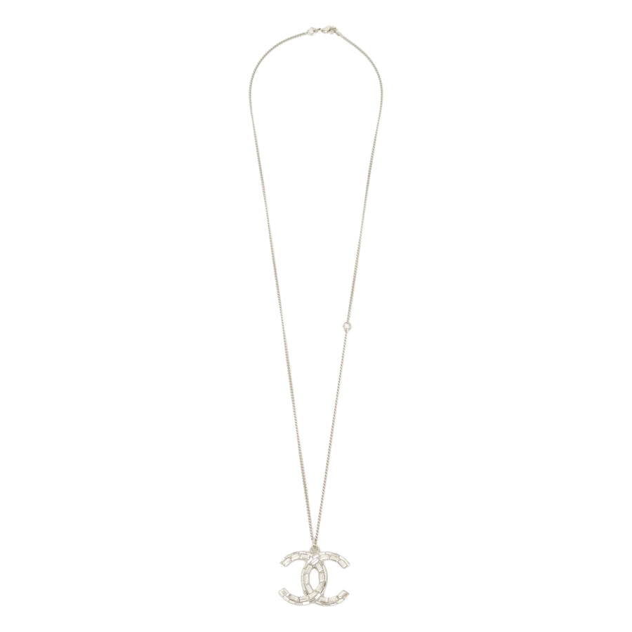CHANEL Coco Mark Square Rhinestone Reversible Necklace