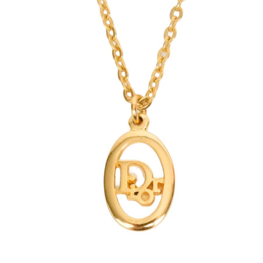 CHRISTIAN DIOR Logo Oval Necklace