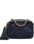 CHANEL 1986-1988 Matelasse Fringe Chain Satin Shoulder Bag