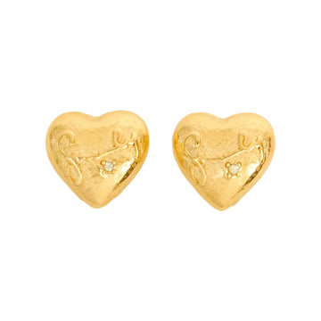 GIVENCHY Rhinestone Heart Earrings