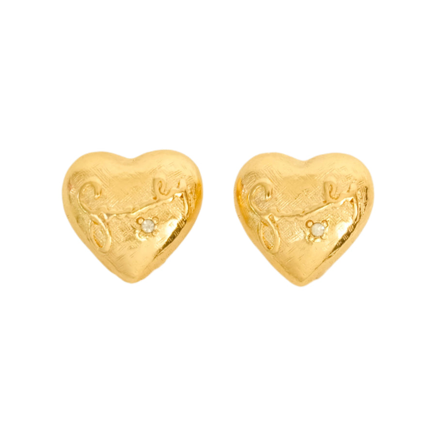 GIVENCHY Rhinestone Heart Earrings
