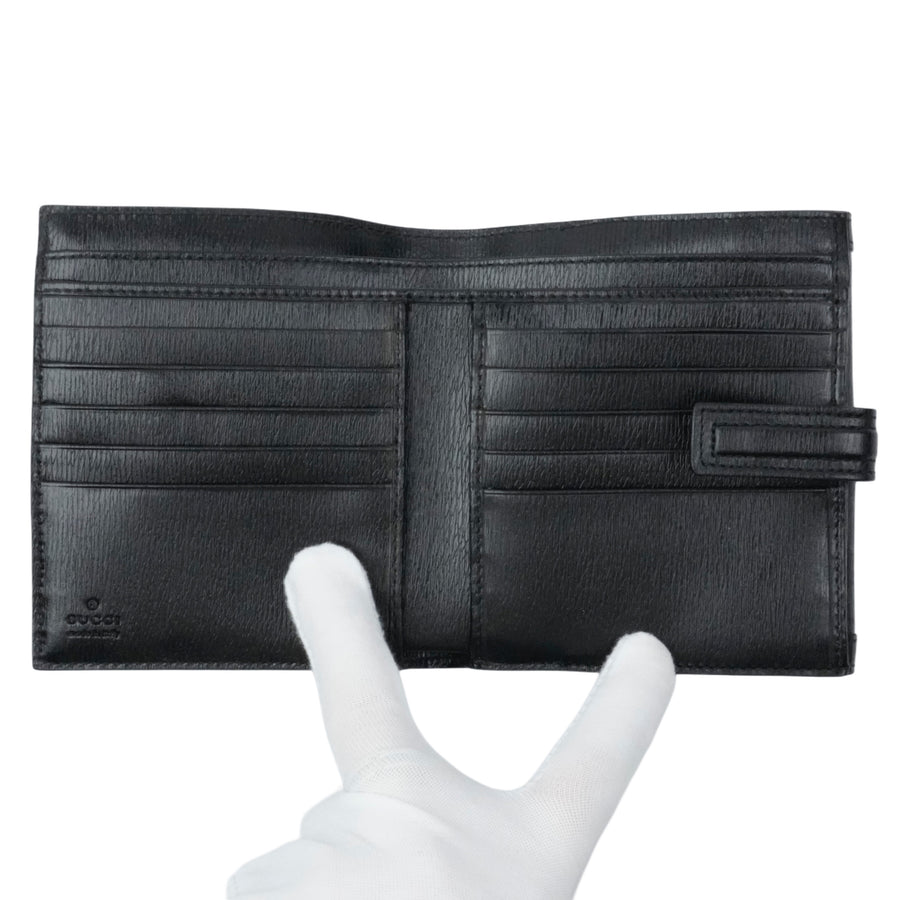 GUCCI Leather Logo W-Hook Compact Wallet