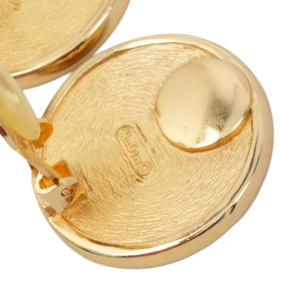 CHRISTIAN DIOR Emblem Round Circle Earring