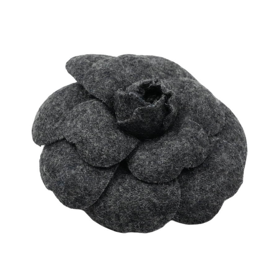 CHANEL Felt Camellia Brooch