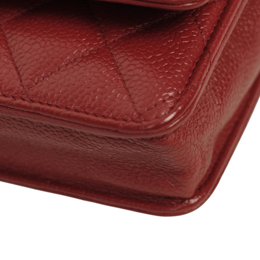 CHANEL 2014 Matelasse Caviar Skin Chain Wallet / Shoulder Bag