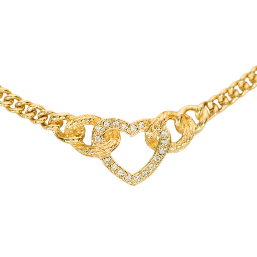CHRISTIAN DIOR Heart Rhinestone Necklace