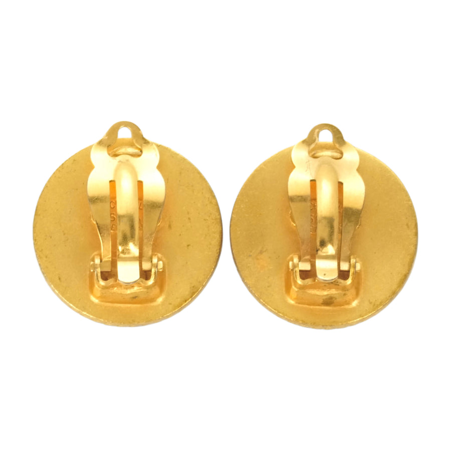 CHANEL Wood Shell Button Coco Mark Earrings