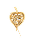 Vintage-Style Leaf Motif Rhinestone Brooch(Gold-Plated Brass)
