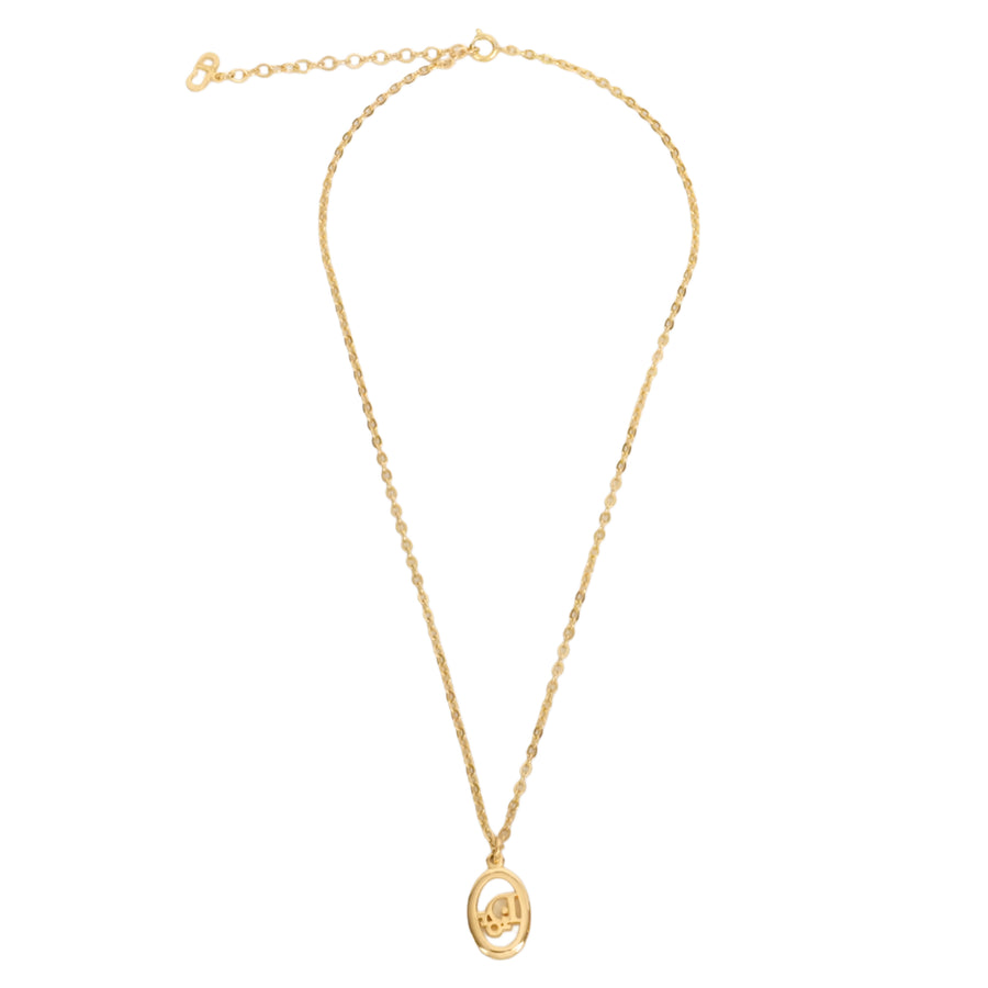 CHRISTIAN DIOR Logo Oval Necklace