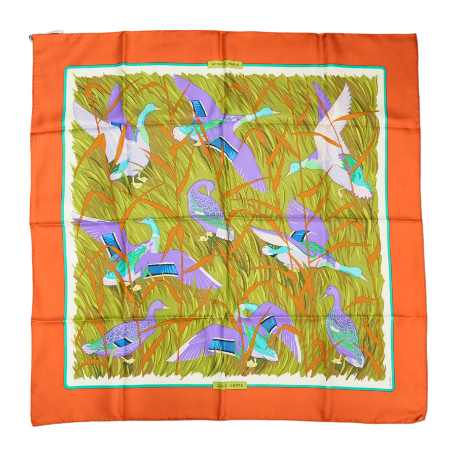 HERMES Carre 90 “Cols Verts” Mallard Scarf