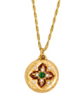 Vintage-Style Round Flower Motif Rhinestone Necklace