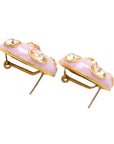 Vintage-Style Circle Motif Enamel Rhinestone Earrings