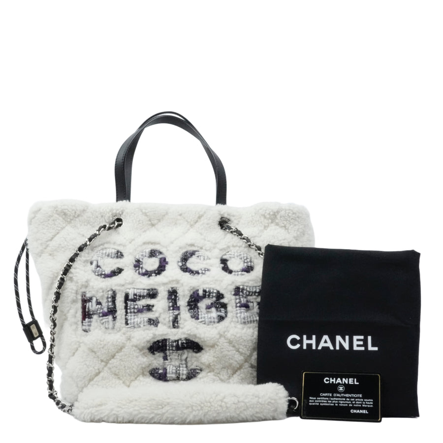 CHANEL Coco Neige Matelassé Drawstring Handbag/Shoulder Bag 2Way