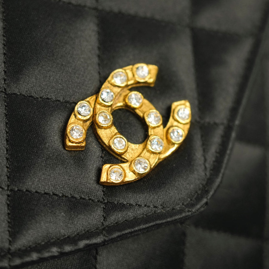 CHANEL 1986–1988 Matelassé Rhinestone Coco Mark Chain Shoulder Bag