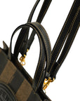 FENDI Logo Pequin Handbag / Backpack / Shoulder Bag 3-Way