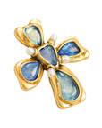 Vintage-Style Cross Motif Stone Brooch