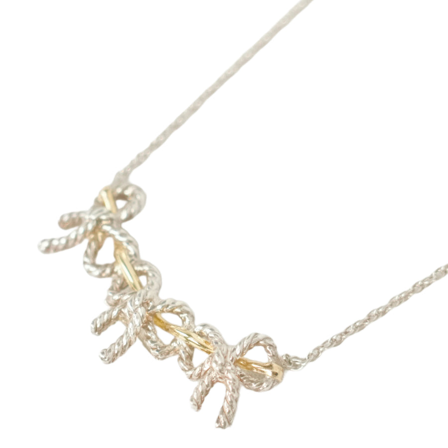 TIFFANY & CO. SV925 K18YG Triple Ribbon Necklace