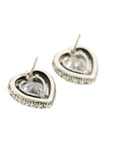 Vintage-Style Heart Rhinestone Earrings(Rhodium-Plated Brass)