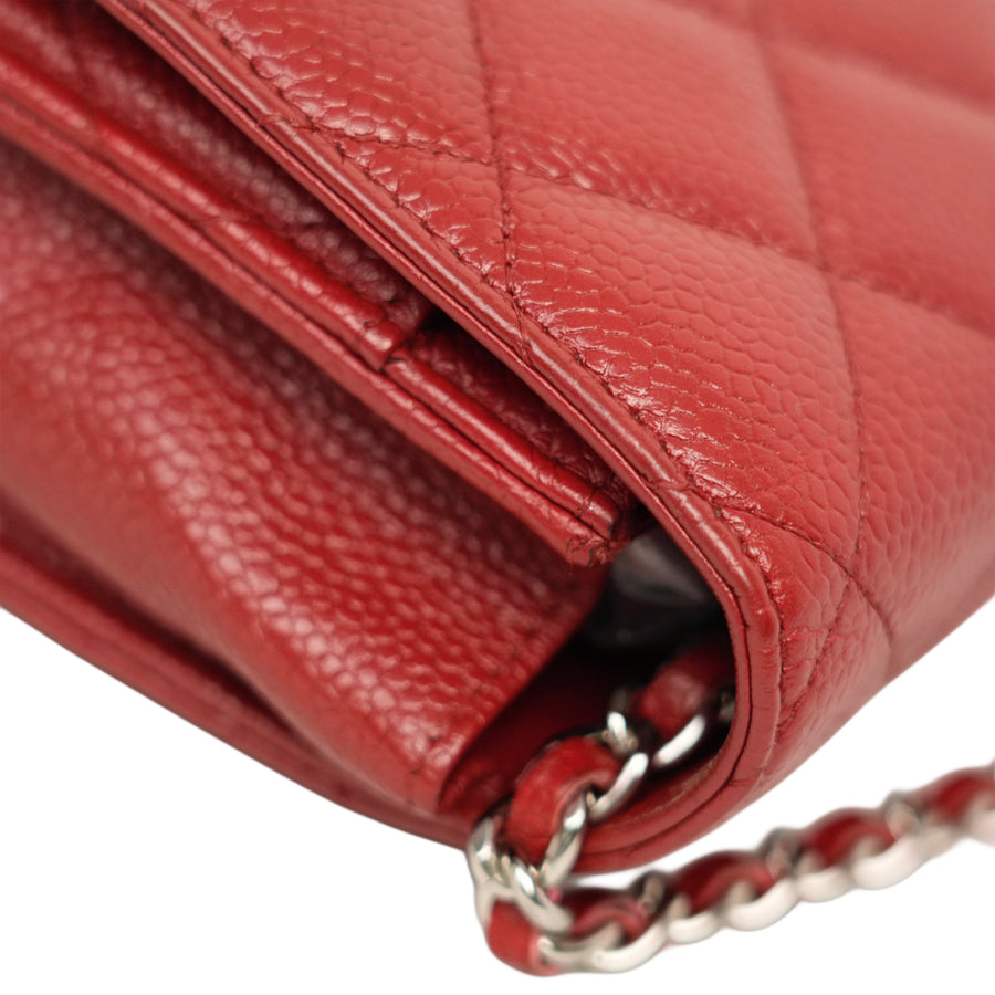 CHANEL 2014 Matelasse Caviar Skin Chain Wallet / Shoulder Bag